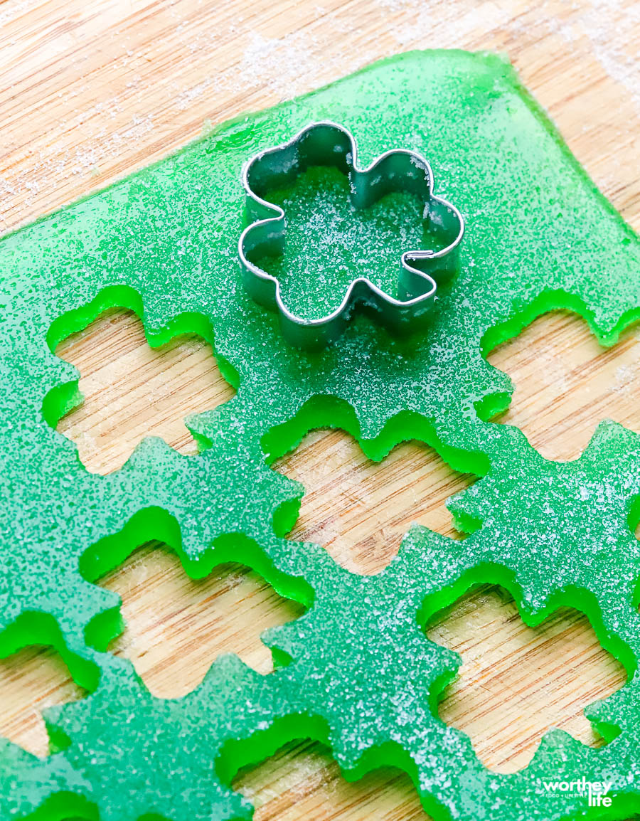 Homemade Gumdrops In the Shape of a Shamrock