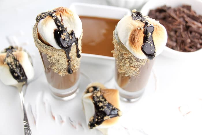 S'mores Shots in Chocolate Glasses