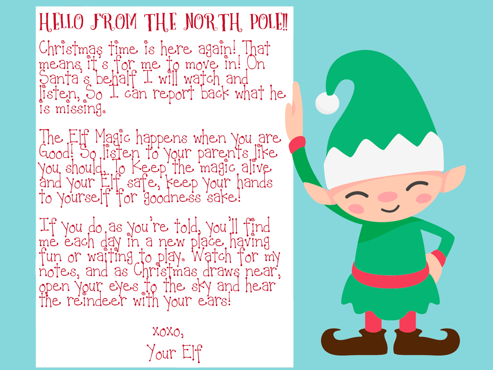 Elf On The Shelf Arrival Letter Free Printable
