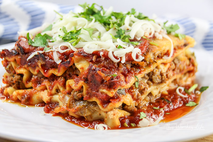 Beef + Italian Sausage Lasagna With Caramelized Onions