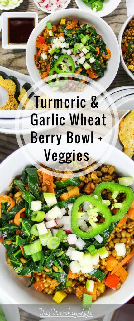 Instant Pot Recipe | Turmeric & Garlic Wheat Berry Bowl + Veggies