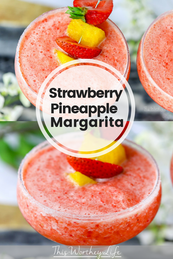 Cool down this summer with a frozen strawberry + pineapple margarita. Add super lush and juicy strawberries and mega-sweet pineapple, all aswirl in a tumult of slushy ice and tequila. Sounds like bonafide good time to my ears. Cheers!