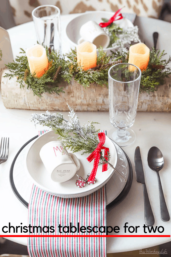 Christmas Tablescape Idea for Two | Rae Dunn Christmas Decor