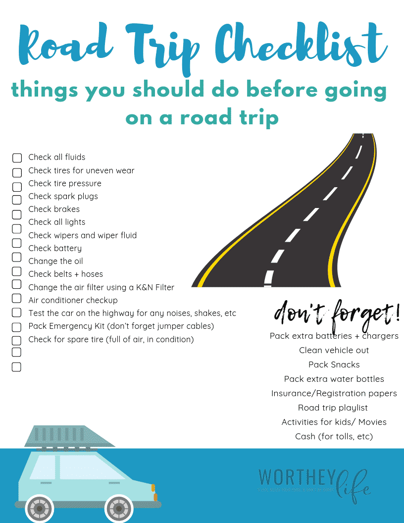 14 Things You Should Do Before Going On A Road Trip + FREE Printable ...