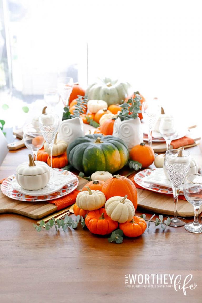 Fall Tablescape With A Pumpkin Centerpiece