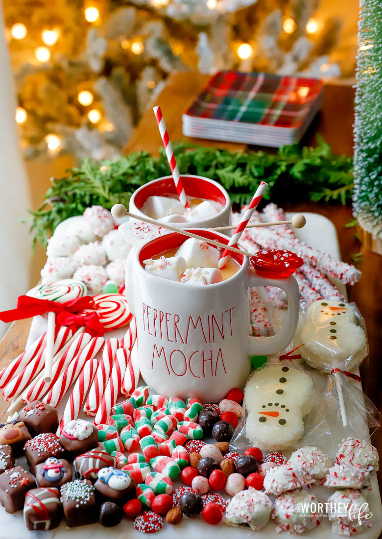 Peppermint White Hot Chocolate Recipe + Peppermint Board