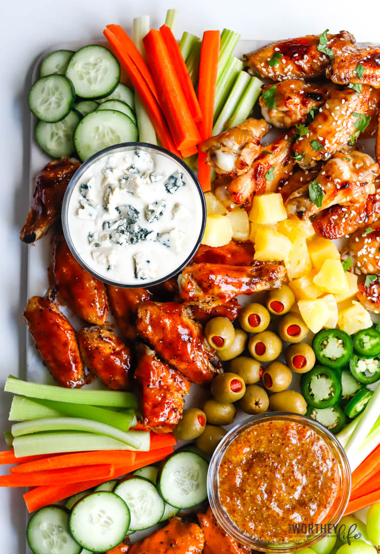 Chicken Wings Grazing Board - Great For Game Day + Parties!