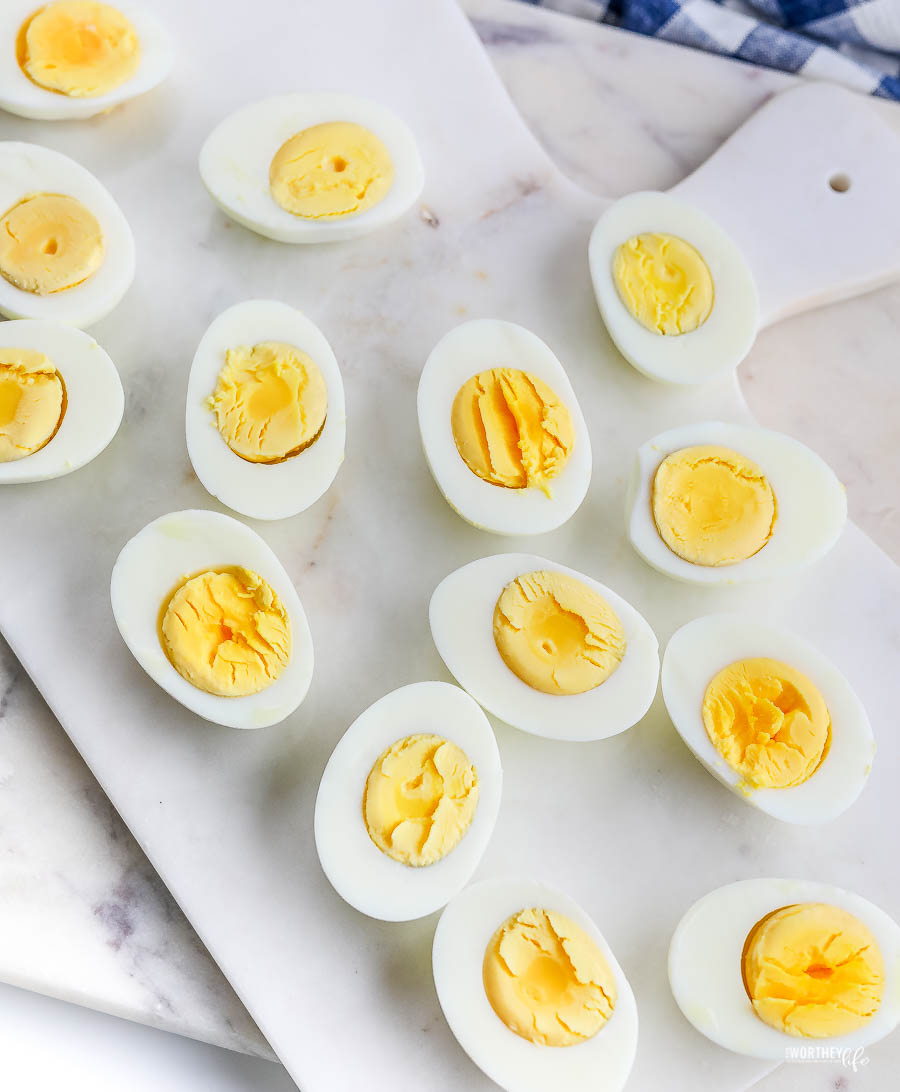 Bacon Deviled Eggs Made with Spinach & Artichoke Dip