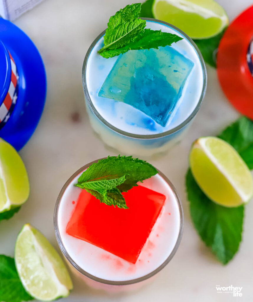 red, white and blue cocktails