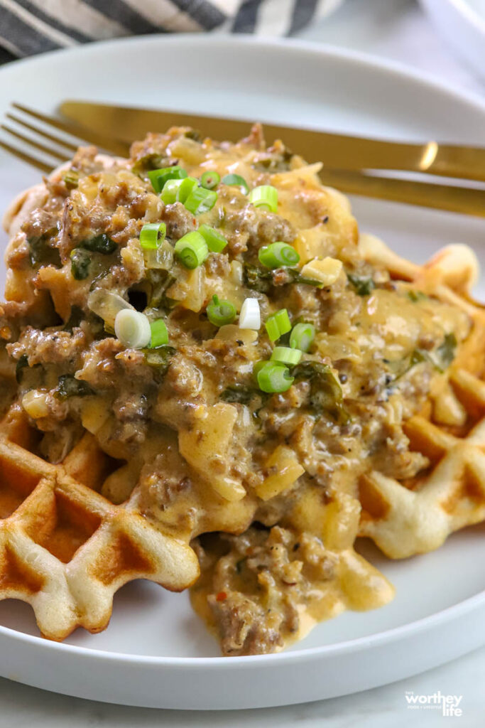 Sausage Gravy over Waffles