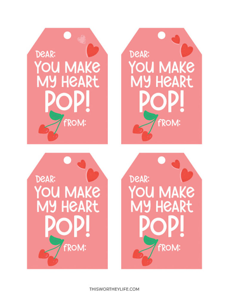 You Make My Heart Pop Free Printable Valentines Tags