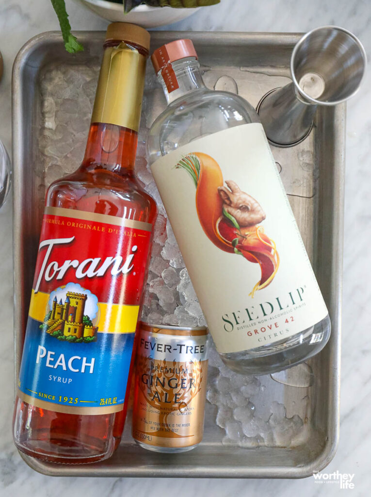 ingredients needed for a peach mocktail