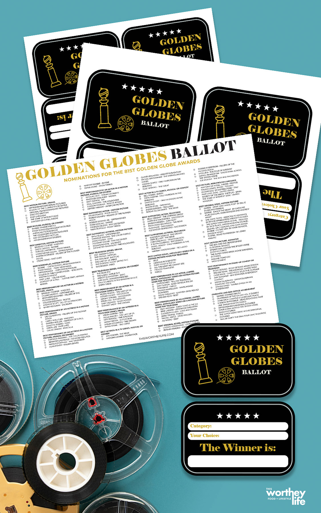 Golden Globes Watch Party Idea + Free Golden Globes Ballot Printables