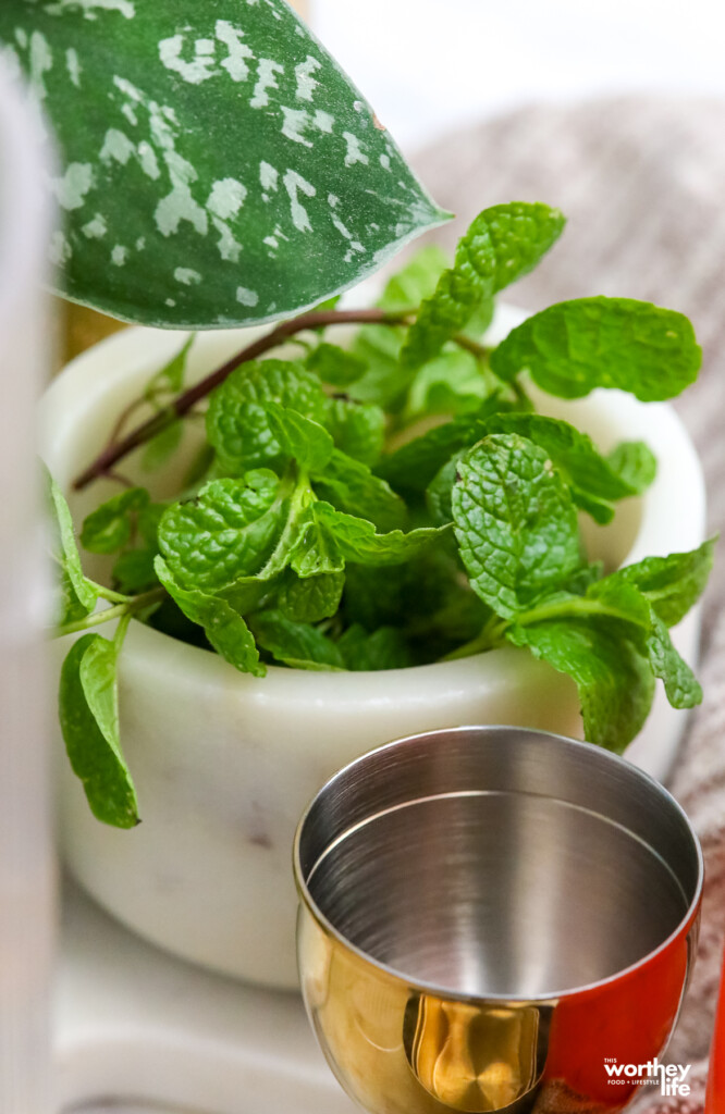 frest mint in marble bowl 