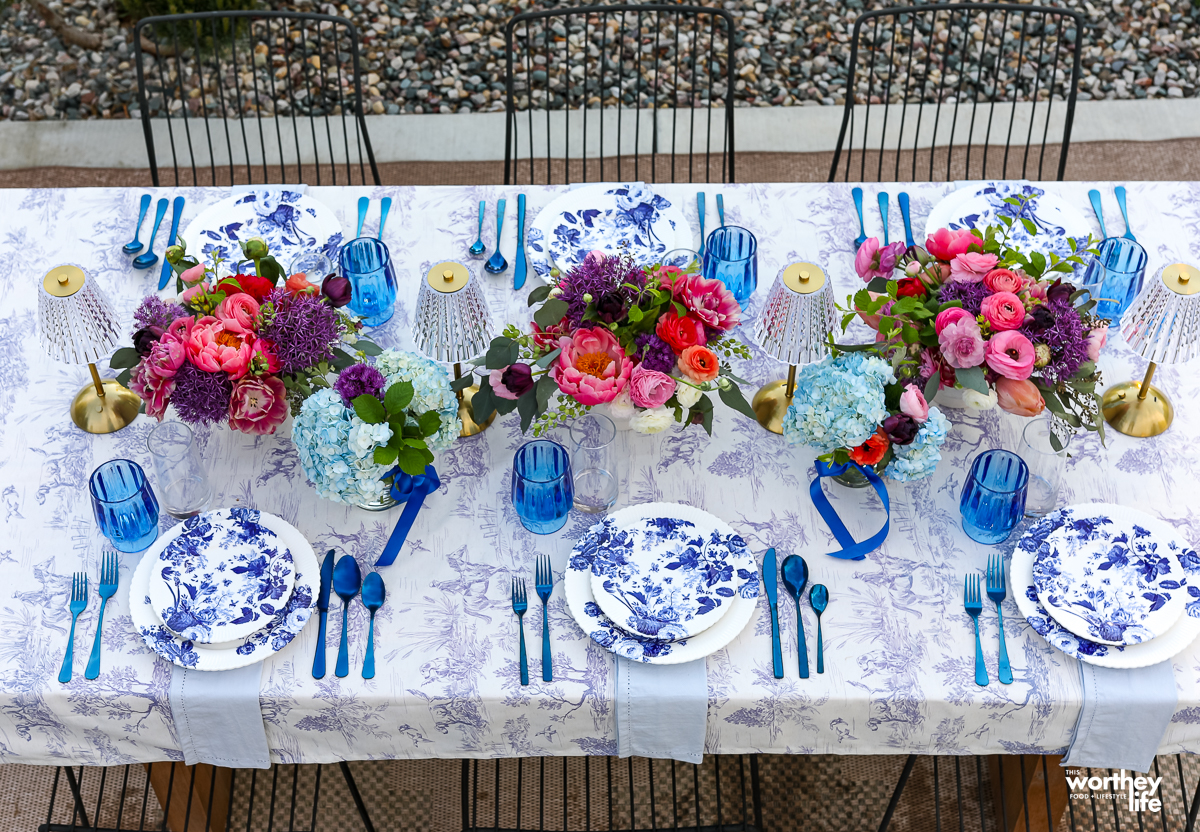 Blue Summer Outdoor Tablescape