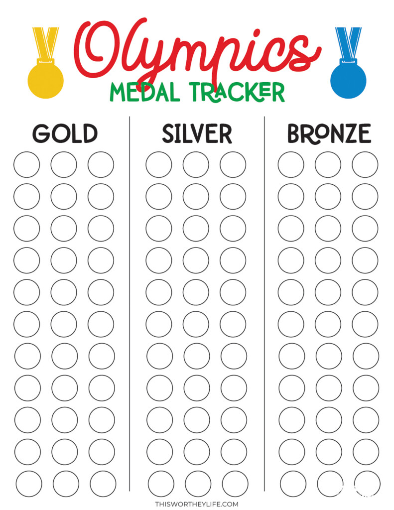 Olympic Medal Tracker free printable