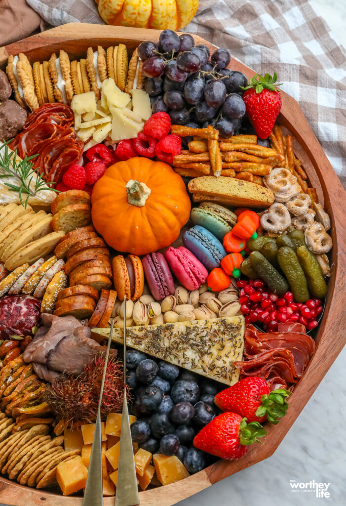 fall charcuterie board using trader joe's seasonal items