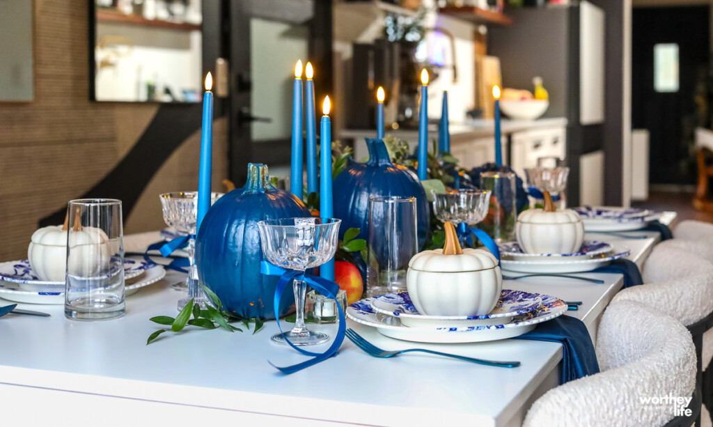 Blue Thanksgiving Tablescape