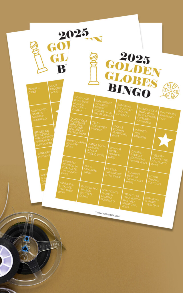 free golden globes bingo printable