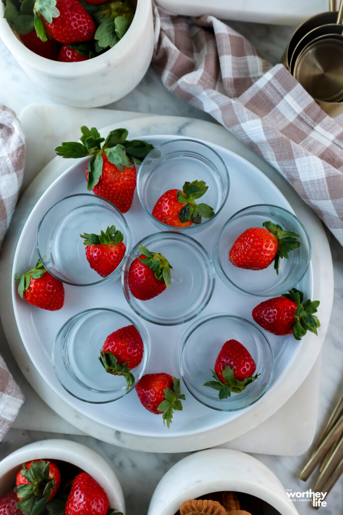 mini glass cups with strawberries