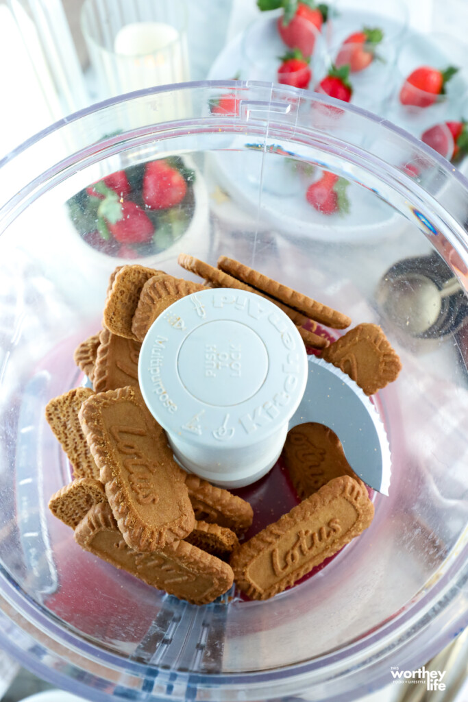 Biscoff cookies in a food processor